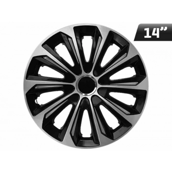 Kołpaki EXTRA STRONG silver - black 14", 4 szt.