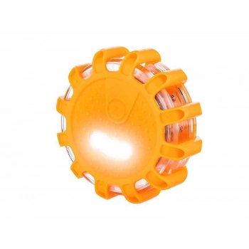 Lampa - flara ostrzegawcza 12 LED + 3 LED, mocowana na magnes i hak, zasilanie 3x AAA, pomarańczowa