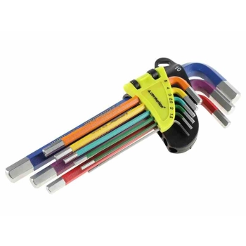 Klucze imbusowe 230 mm, rozmiary 1,5 -10 mm, 9 szt., kolorowe