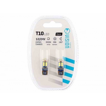Żarówka VISION W5W (T10) 12/24V 12x 3030 SMD LED, nonpolar, CANBUS, biała, 2 szt.