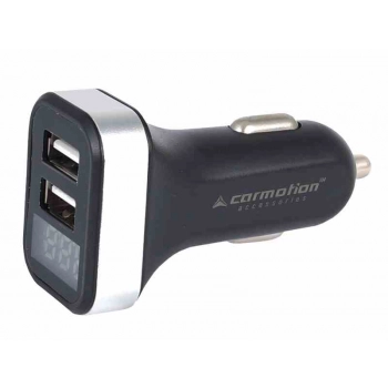 Ładowarka 2x USB, 2.1A, do gniazda zapalniczki 12/24V z woltomierzem