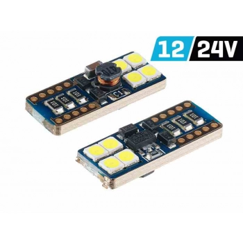 Żarówka VISION W5W (T10) 12/24V 8x 3030 SMD LED, nonpolar, CANBUS, biała, 2 szt.