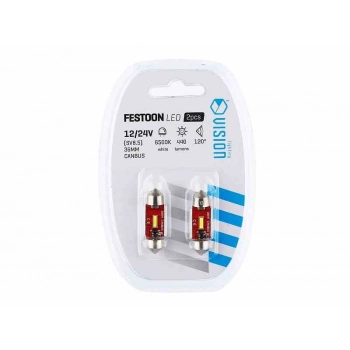 Żarówka VISION Festoon SV8.5 36mm 12/24V 1x 1860 SMD LED, nonpolar, CANBUS, biała, 2 szt.
