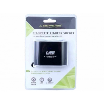 Rozgałęziacz zapalniczki podwójny 12/24V włączniki, USB 1000 mA