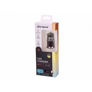 Ładowarka 12/24V QC3.0 1x USB + kabel USB do Lightning
