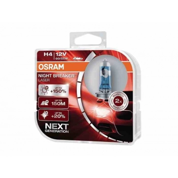 Żarówki OSRAM H4 12V 60/55W P43t Night Breaker Laser, Next Generation +150%, 2 szt.