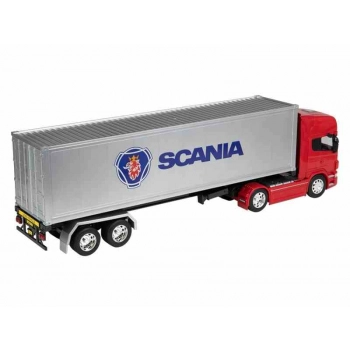Model 1:32, SCANIA V8 R730, ciągnik czerwony - naczepa srebrna (C32671SVRCS)