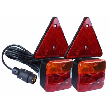 Zestaw lamp tylnych z trójkątnymi odblaskami, na magnes, z wtyczką 7 PIN