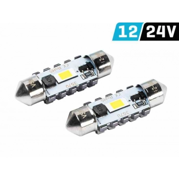 Żarówka VISION Festoon SV8.5 36 mm 12/24V 2x 3570 SMD LED, CANBUS, biała, 2 szt.