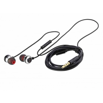 Słuchawki douszne przewodowe z mikrofonem, wtyczka AUX 3.5 mm