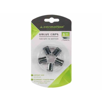 Nakrętki na wentyle, aluminiowe z gwintowanym wkładem z tworzywa, 5 szt., gunmetal