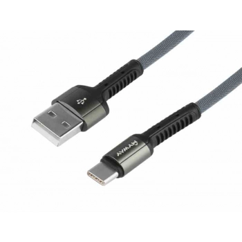 Kabel do ładowania i synchronizacji, w oplocie z mikrofibry, 200 cm, USB > USB-C