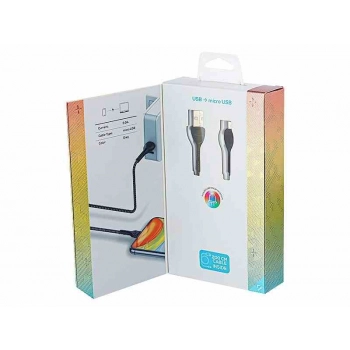 Kabel do ładowania i synchronizacji, w oplocie z mikrofibry, podświetlenie LED, 200 cm, USB > micro USB