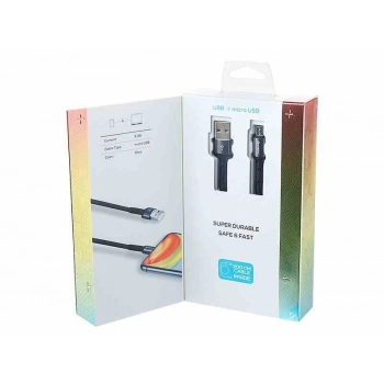Kabel do ładowania i synchronizacji, w oplocie z mikrofibry, 200 cm, USB > micro USB