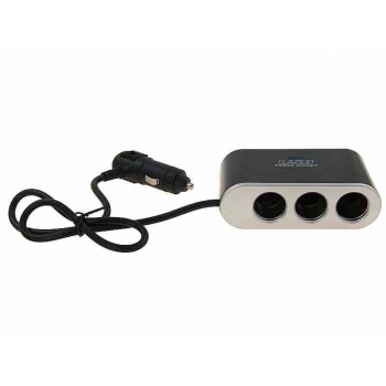 Rozgałęziacz zapalniczki potrójny 12/24V włączniki, USB 1000 mA