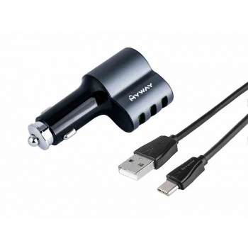 Ładowarka 12/24V 3x USB Auto-ID max 5.1A z gniazdem zapalniczki + kabel USB do USB-C