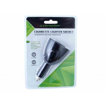 Ładowarka/adapter do zapalniczki 12/24V 2x USB 1000 mA + gniazdo EURO