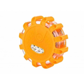 Lampa - flara ostrzegawcza 12 LED + 3 LED, mocowana na magnes i hak, zasilanie 3x AAA, pomarańczowa