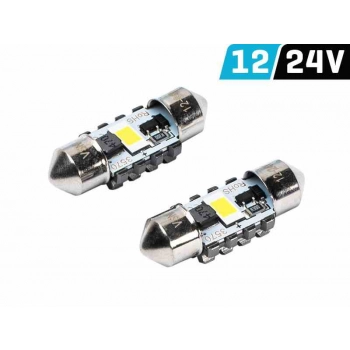 Żarówka VISION Festoon SV8.5 31 mm 12/24V 2x 3570 SMD LED, CANBUS, biała, 2 szt.