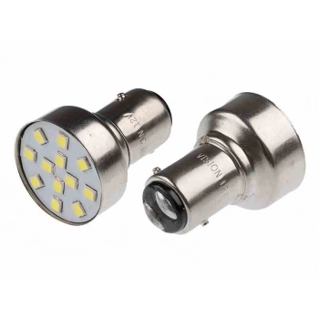 Żarówka VISION P21/5W BAY15d 12V 12x 5mm LED, biała, 2 szt.