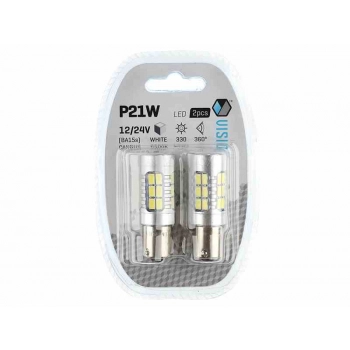 Żarówka VISION P21W BA15s 12/24V 27x 5730 SMD LED, z soczewką, CANBUS, biała, 2 szt