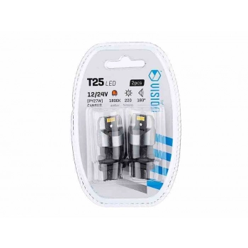 Żarówka VISION PY27W (T25) 12/24V 6x 3020 SMD LED, nonpolar, CANBUS, pomarańczowa, 2 szt.