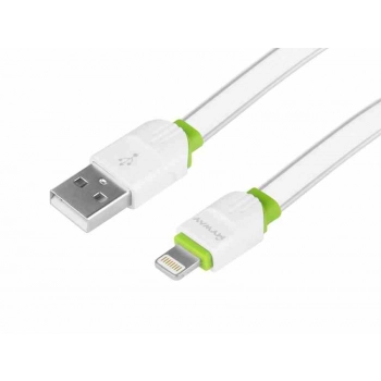 Kabel do ładowania i synchronizacji, silikonowy płaski, 200 cm, USB > Lightning