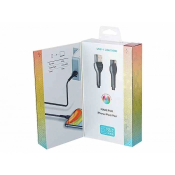 Kabel do ładowania i synchronizacji, w oplocie z mikrofibry, podświetlenie LED, 200 cm, USB > Lightning