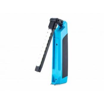 Lampa warsztatowa łamana 5W 500 lm COB LED + 2W 150 lm LED, akumulatorowa, IK07, z zaczepem i magnesem