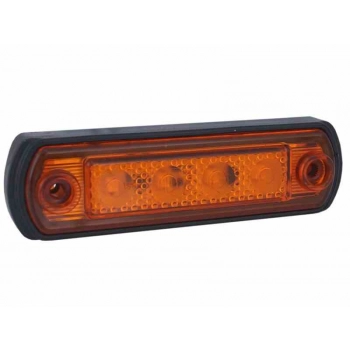 Lampa obrysowa diodowa 12/24V, na podstawie gumowej, na rurę, pomarańczowa