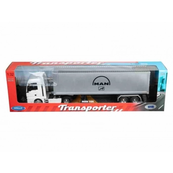 Model 1:32, MAN TGX, ciągnik biały -naczepa srebrna