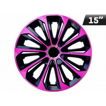 Kołpaki EXTRA STRONG pink - black 15", 4 szt.