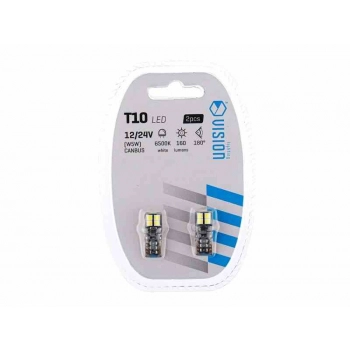 Żarówka VISION W5W (T10) 12/24V 8x 3030 SMD LED, nonpolar, CANBUS, biała, 2 szt.