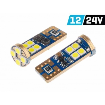 Żarówka VISION W5W (T10) 12/24V 12x 3030 SMD LED, nonpolar, CANBUS, biała, 2 szt.