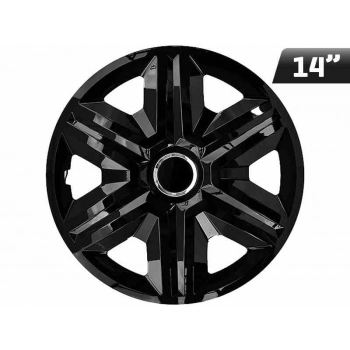 Kołpaki FAST black lacquered + ring 14", 4 szt.