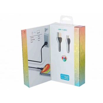 Kabel do ładowania i synchronizacji, w oplocie z mikrofibry, podświetlenie LED, 200 cm, USB > USB-C