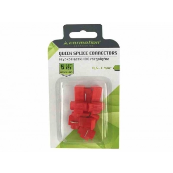 Szybkozłączki elektryczne, czerwone, 0,5-1mm kw, 22-18AWG, 10A max, 5 szt.