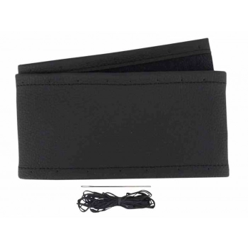 Pokrowiec na kierownicę sznurowany 35-37 cm, z 1 odcinka skóry naturalnej, czarny