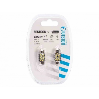 Żarówka VISION Festoon SV8.5 31 mm 12/24V 12x 2016 SMD LED, CANBUS, biała, 2 szt.