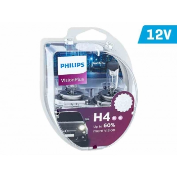 Żarówki PHILIPS H4 12V 60/55W P43t VisionPlus +60%