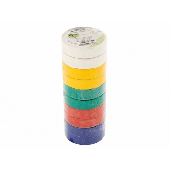 Taśma izolacyjna PCV 0,13 mm x 15 mm x 10 m, 5 kolorów, 10 szt.