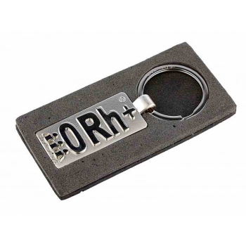 Metalowy brelok z symbolem grupy krwi 0Rh+