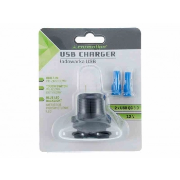 Ładowarka do zabudowy 2x USB QC3.0 z włącznikiem dotykowym i podświetleniem