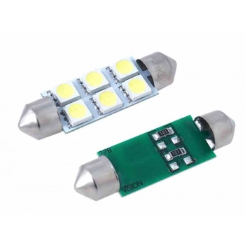 Żarówka VISION Festoon SV8.5 41mm 12V 6x 5050 SMD LED, biała, 2 szt.
