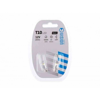 Żarówka VISION W5W (T10) 12V 1x F10 LED, całoszklana, biała, 2 szt.