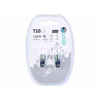 Żarówka VISION W5W (T10) 12/24V 12x 2016 SMD LED, nonpolar, CANBUS, biała, 2 szt.