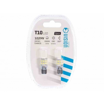 Żarówka VISION W5W (T10) 12/24V 24x 3030 SMD LED, CANBUS, biała, 2 szt.