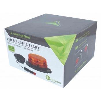 Lampa ostrzegawcza 12 HP LED 12/24V na magnes, pomarańczowa, E9 ECE R65
