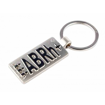 Metalowy brelok z symbolem grupy krwi ABRh+