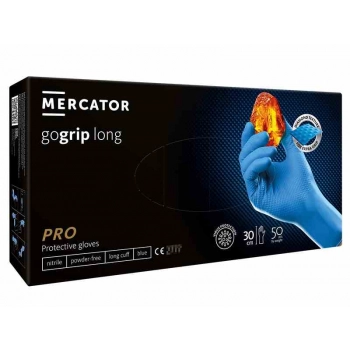 MERCATOR Rękawice nitrylowe premium, z długim mankietem, rozm. L, 50 szt.